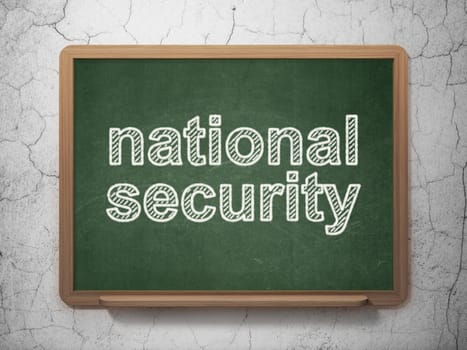 Security concept: text National Security on Green chalkboard on grunge wall background, 3d render