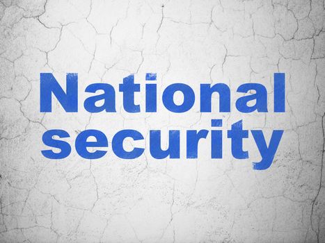 Privacy concept: Blue National Security on textured concrete wall background, 3d render