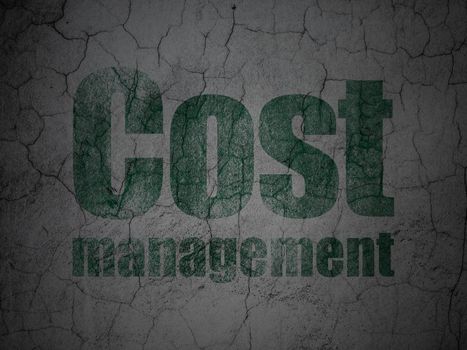 Business concept: Green Cost Management on grunge textured concrete wall background, 3d render