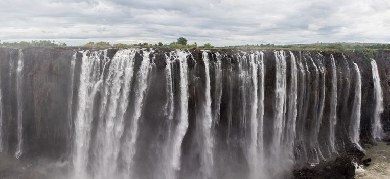 The Victoria Falls from air in Zimbabwe.