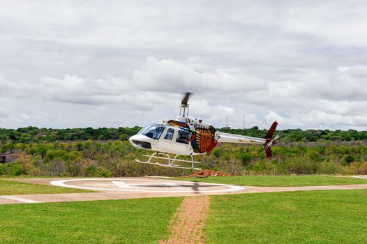 The helicopter in Victoria Falls of Zimbabwe.