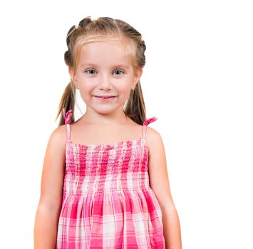 cute little girl isolated on white background