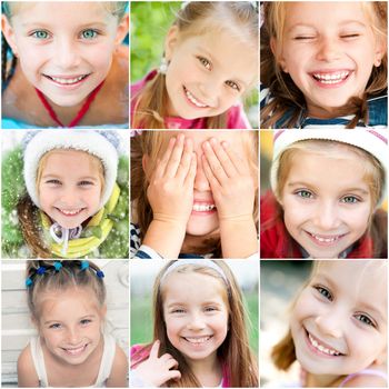 collection of portrait a smiling little girl