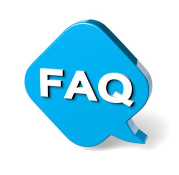 FAQ Blue 3D Comic Speech Bubbles on White Background