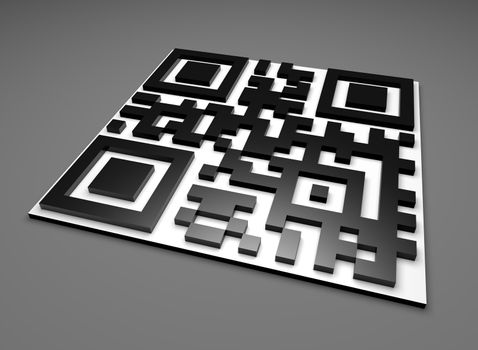 3D QR Code Tile on Gray Illustration