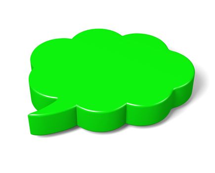 Green Empty Blank 3D Comic Speech Bubbles Cloud Shape on White Background