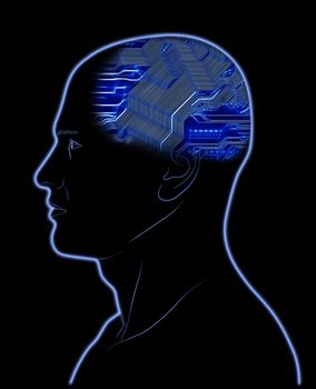 Abstract image - Computer In Head - Brain - Intelligence - Thinking