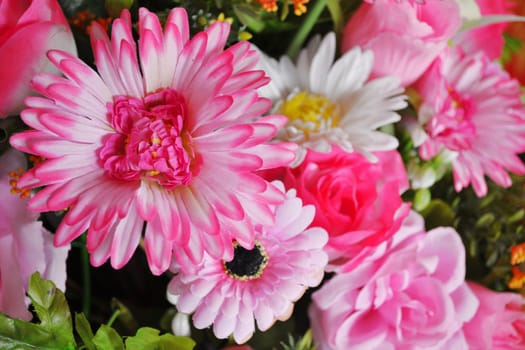 colorful of bouquet plastic flowers in Valentine's Day