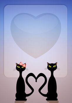 Two cats in love for Valentine's Day