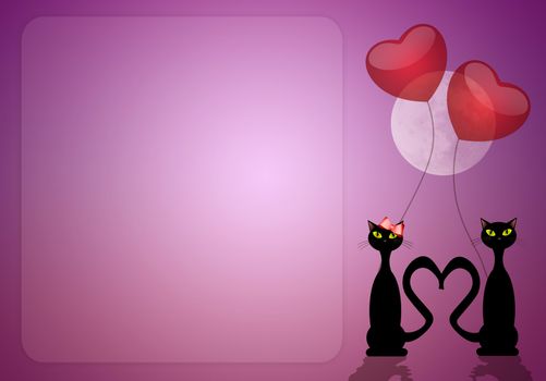 Two cats in love for Valentine's Day