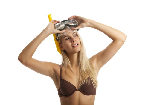 woman with a diving mask
