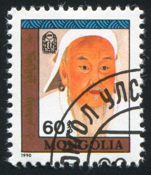 MONGOLIA - CIRCA 1990: stamp printed by Mongolia, shows  Genghis Khan, circa 1990