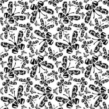 Abstract butterfly seamless pattern. Grunge splash draw paint