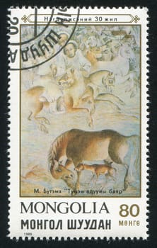 MONGOLIA - CIRCA 1989: stamp printed by Mongolia, shows horses, circa 1989