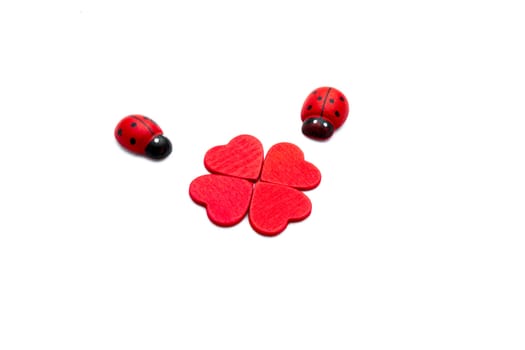 Clover and ladybugs for Valentines Day concept