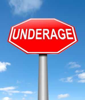 Illustration depicting a sign with an underage concept.