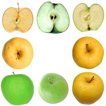 Many apples isolated over a white background