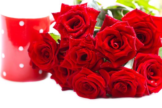 Close-up of a beautiful bouquet of red roses.