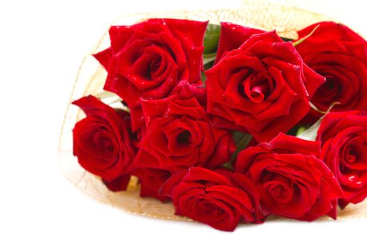 Close-up of a beautiful bouquet of red roses.