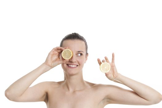 young woman with a lemon