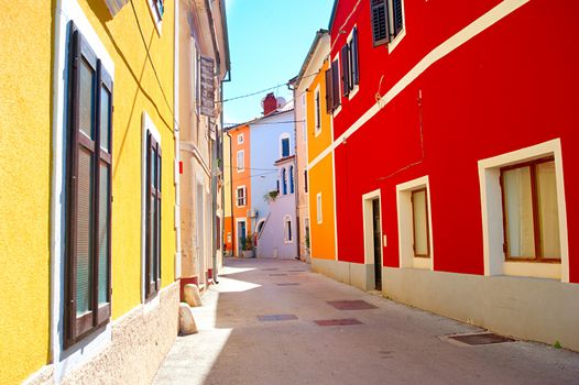 Bright colorful traditional croatian street . Novigrdad, Croatia