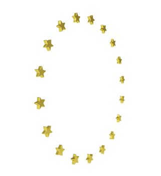 Circle of gold stars. Isolated render on a white background