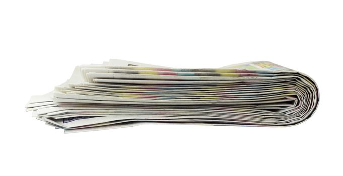 Stack of newspapers. Isolated on the white background