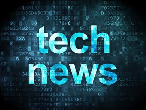 News concept: pixelated words Tech News on digital background, 3d render