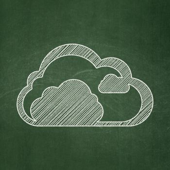 Cloud networking concept: Cloud icon on Green chalkboard background, 3d render