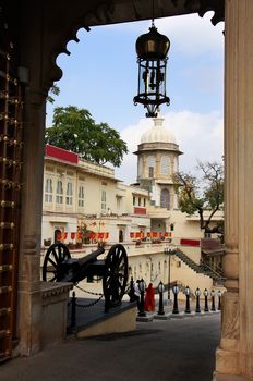 Main gate of City Palace complex, Udaipur, Rajasthan, India