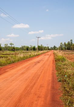 Red Road in the countryside in Thailand