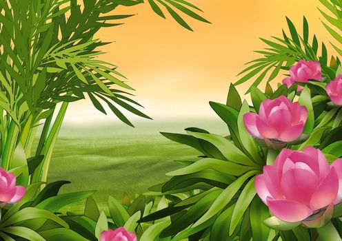 Flowering Shrub - Background Illustration