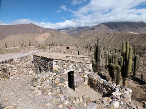 The Pucara de Tilcara is a pre-Inca fortification located on a hill just outside Tilcara. The strategic location was chosen to be easily defensible and to provide good views over a long stretch of the Quebrada de Humahuaca. Starting in 1911 the University of Buenos Aires began to clear about 22,000 sq ft of the site and rebuild some of the structures such as the house seen here