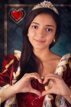 Beautiful girl portrayed as the Queen of Hearts.