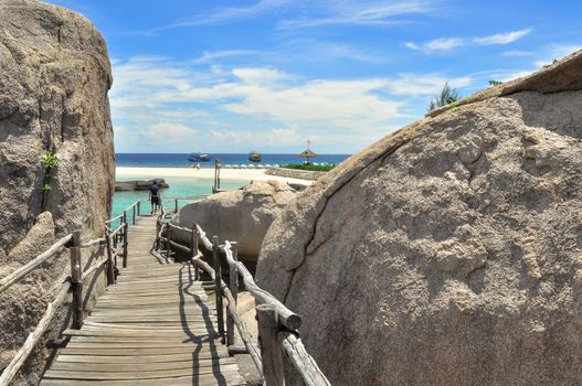 Perfect tropical bay on Koh Tao a paradise Boardwalk in Thailand, Asia.