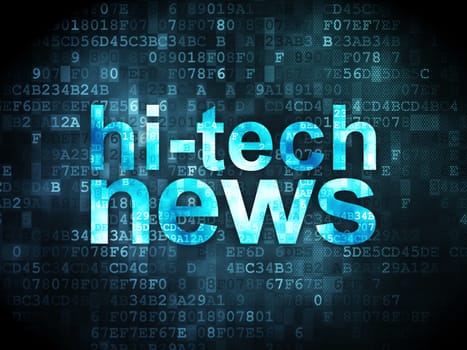News concept: pixelated words Hi-tech News on digital background, 3d render