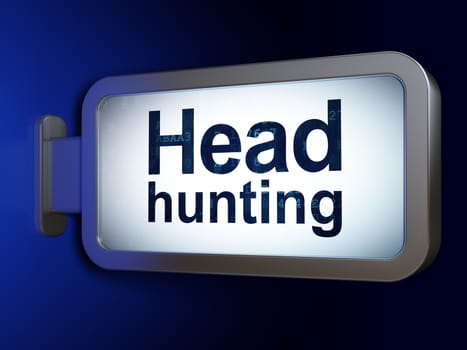 Finance concept: Head Hunting on advertising billboard background, 3d render