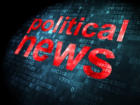 News concept: pixelated words Political News on digital background, 3d render