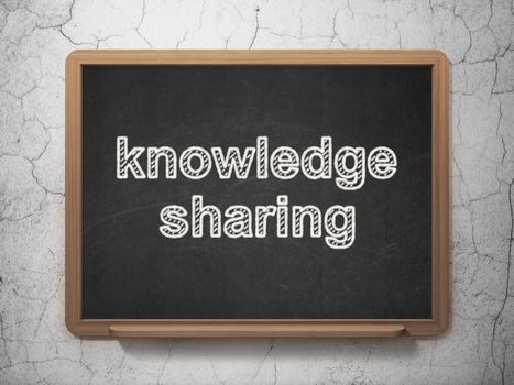 Education concept: text Knowledge Sharing on Black chalkboard on grunge wall background, 3d render