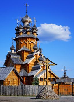 Old wooden traditional church in a village