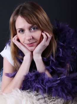 Young beautiful girl glamour portrait in the studio