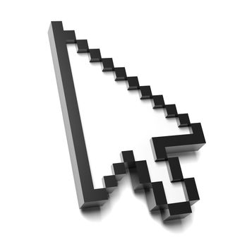 Arrow Mouse Pointer Pixelated on White Background 3D Illustration