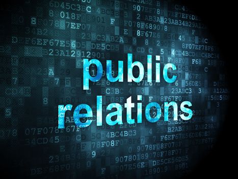 Marketing concept: pixelated words Public Relations on digital background, 3d render