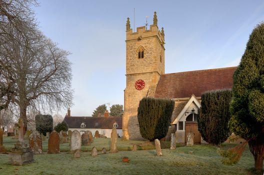 Warwickshire stone church at Clifford Chambers, England.
