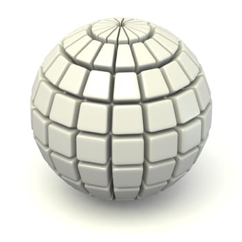 White Sphere with Squared Faces 3D Illustration