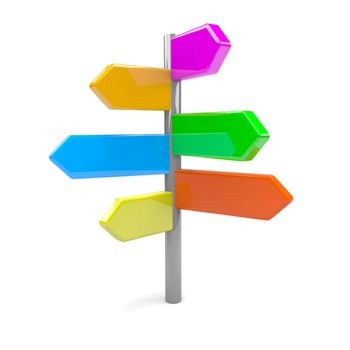 Pile of Colorful Arrows Road Sign 3D Illustration