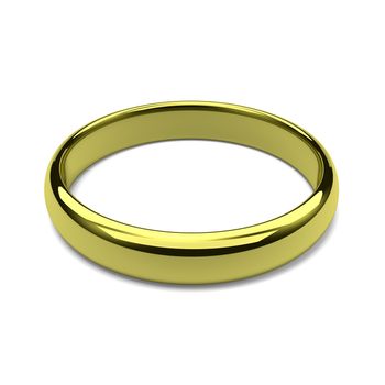 One Single Golden Ring on White Background