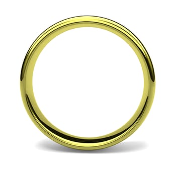 One Single Golden Ring Frame on White Background