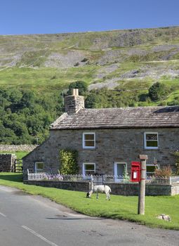 Stone cottage near Reeth, Yorkshire Dales National Park, England.