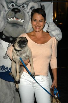 Natalie Raitano with Foo at the Last Chance For Animals Press Conference, Third Street Promenade, Santa Monica, Calif., 08-26-03